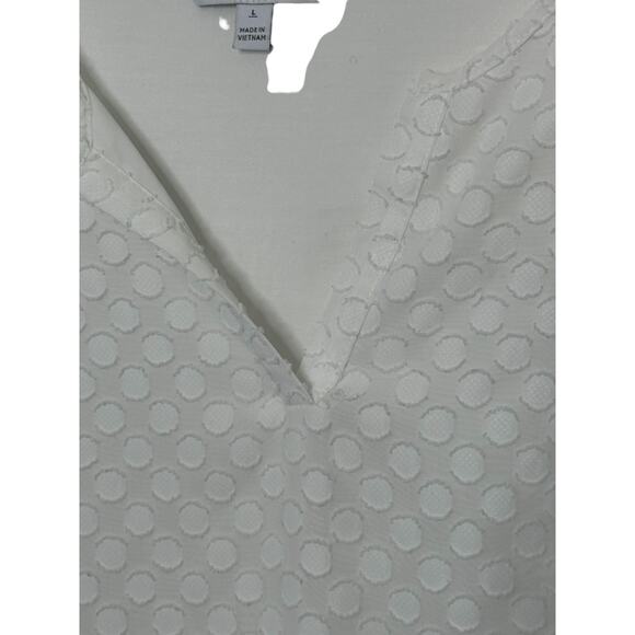 41 Hawthorn White Polka Dot V-Neck 3/4 Sleeve Tunic Top Women's Size Large - Picture 6 of 8